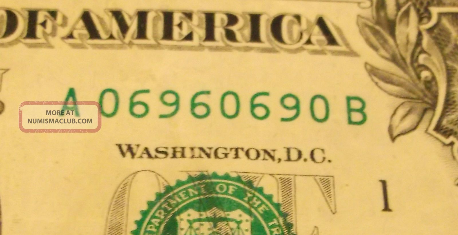 1 Repeating Repeater Radar Bookend Fancy Serial Number One Dollar Bill