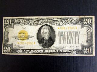 1928 $20 Twenty Dollar Gold Certificate Paper Note - Circulated photo