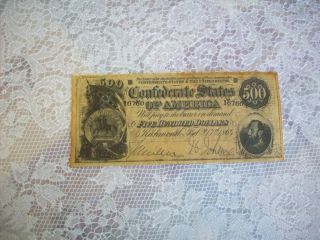 Confederate Reproduction $500 Currency photo
