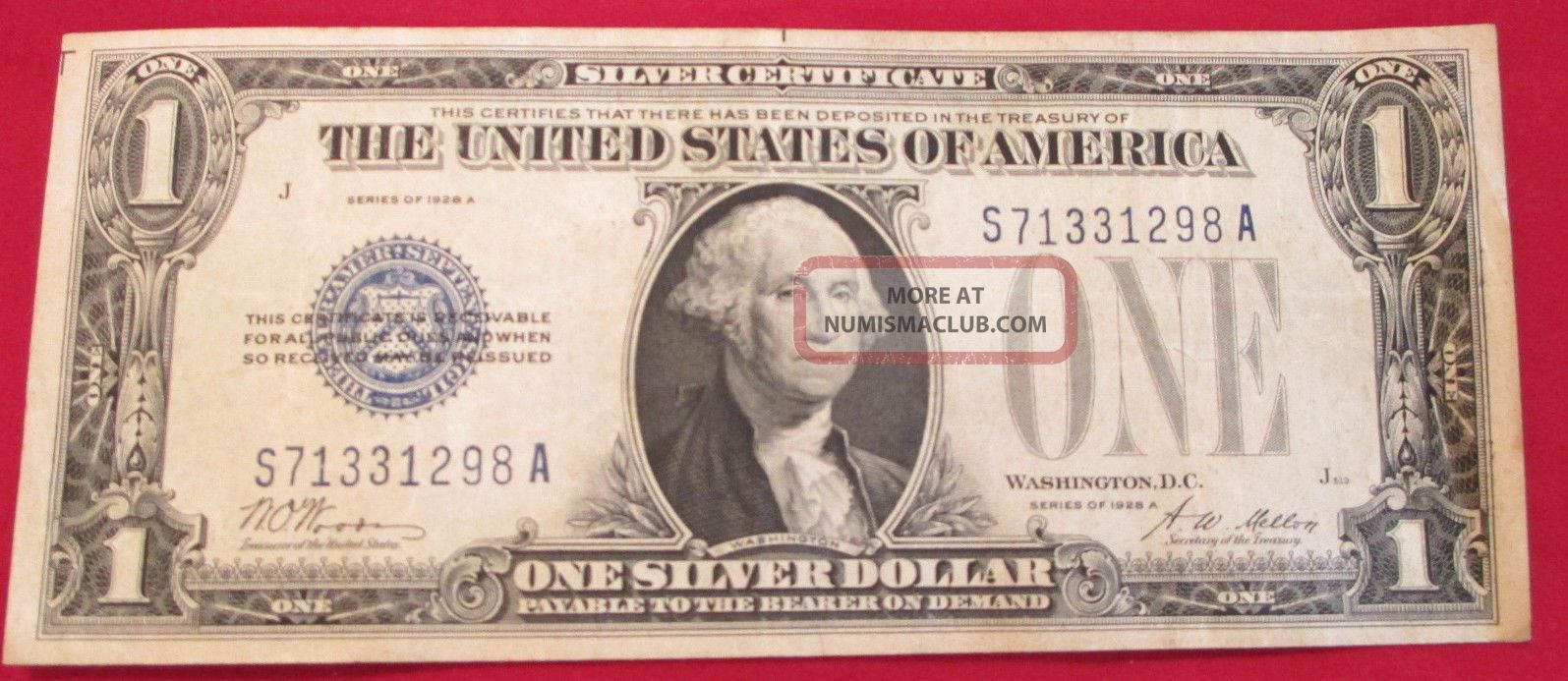 $1 One Dollar 1928a Silver Certificate Funny Back