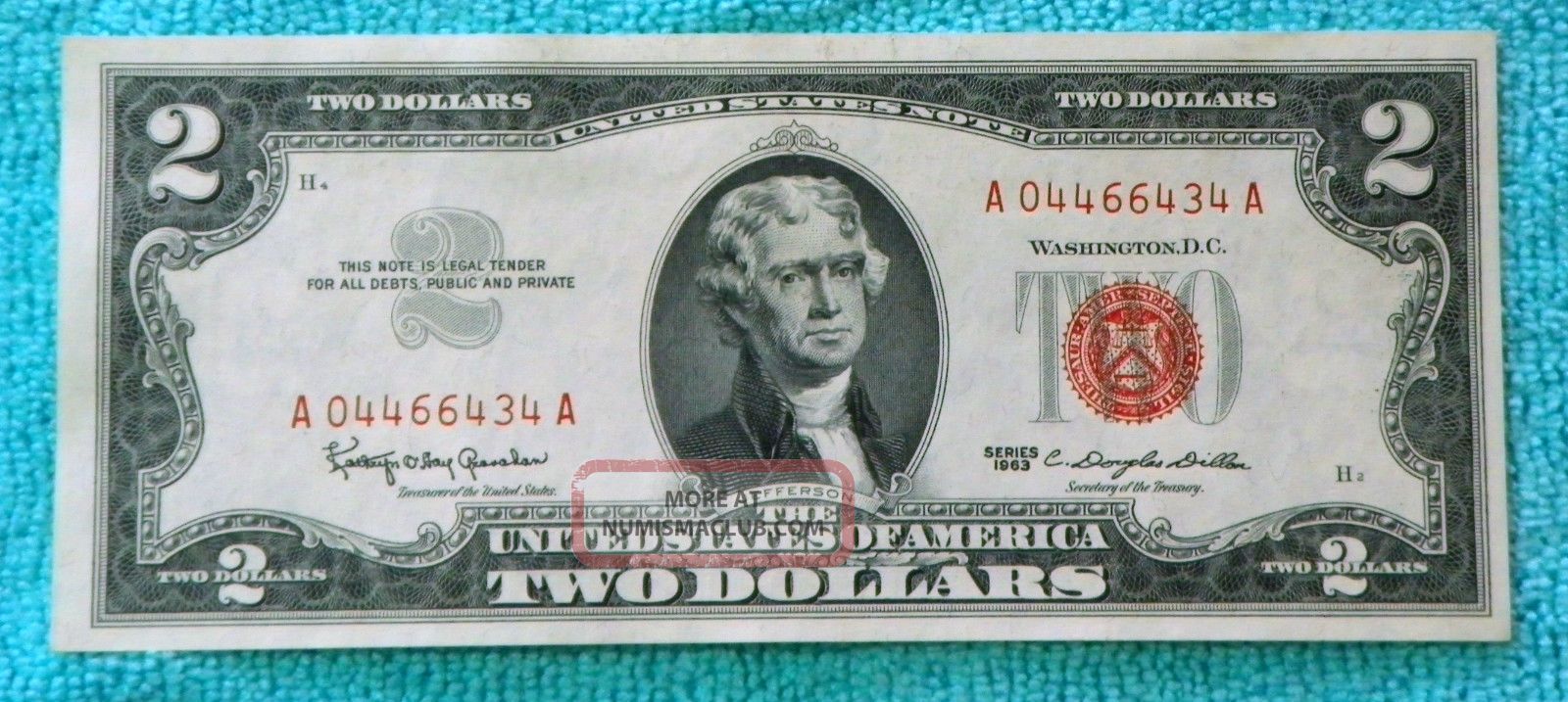 Aa Block Red Seal Note Two Dollar Bill Rs