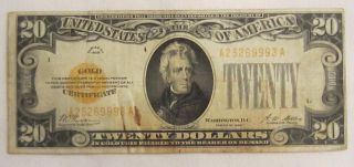 Series Of 1928 $20 Gold Certificate Woods Mellon Friedberg 2402 photo