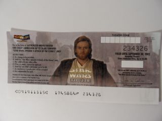 Star Wars Episode Ii Obi - Wan Kenobi Movie Cash Expired Rare Us photo