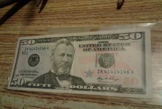 2006 - 50 - Dollar Bill - Rare - Repeter - Sereal 41414146 - Fresh - Cresp Bill photo