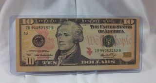 2006 $10 Federal Reserve Note Front And Back Faulty Alignment photo