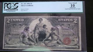 1896 2 Dollars Silver Certificate Educational Note Fr 247 Pcgs Very Good 10 photo