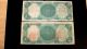 Rare Combo 1880 & 1907 Woodsman Woodchopper Red Seal Large Size Notes photo 1