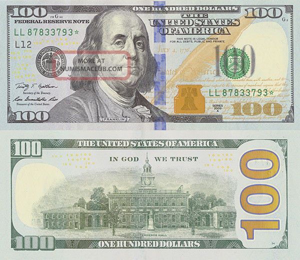 2013 2009a $100 One Hundred Dollars Star Note Larger Size Copy Replica
