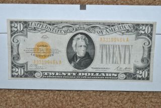 1928 $20 Gold Certificate Very Fine photo