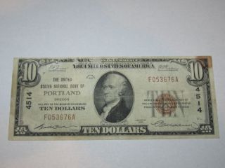 $10 1929 Portland Oregon Or National Currency Bank Note Bill 4514 Fine photo