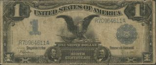 1899 $1 Silver Certificate Bank Note Black Eagle Paper Money Large Size Bill Us photo