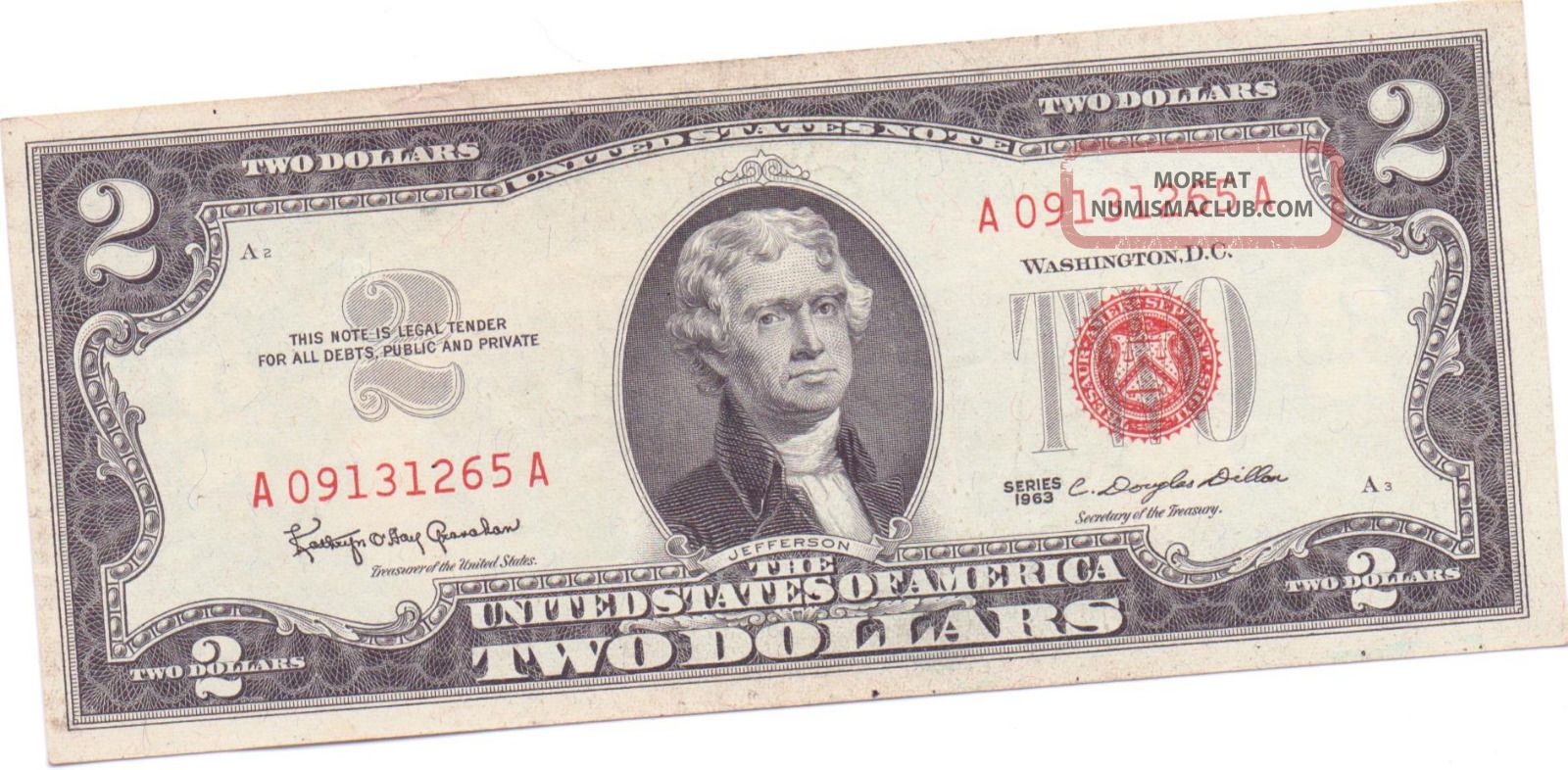 $2 United States Note. Aa Block Crisp Uncirculated Higher Serial