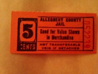 Usa Prison Bank Note Scrip Allegheny County 5 Cents Nd photo