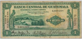 Guatemala - 1 Quetzal Note - 1938 - P14a (do563) photo