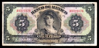 Banco De Mexico 5 Pesos Nd (anchos) Serie I,  M4615h / Bkm - 2008.  Fine photo