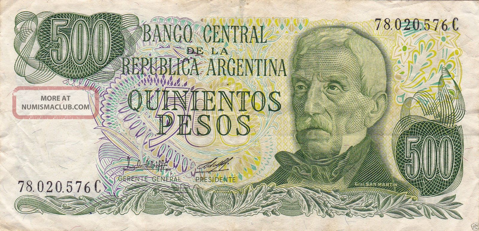 Argentina Banknote 500 Pesos 1977 82 Circulated