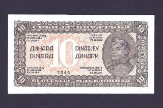 10 Dinara 1944 Uncirculated Banknote From Yugoslavia photo