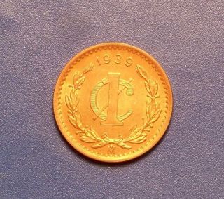 1939 Uncirculated Mexico 1 Centavo,  Red - Brown photo