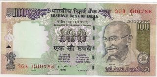 100 Rs 2009 Fancy Holy Number 000786 Inset F Gandhi Unc Crisp India Note photo