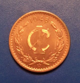 1946 Uncirculated Mexico 1 Centavo,  Red photo