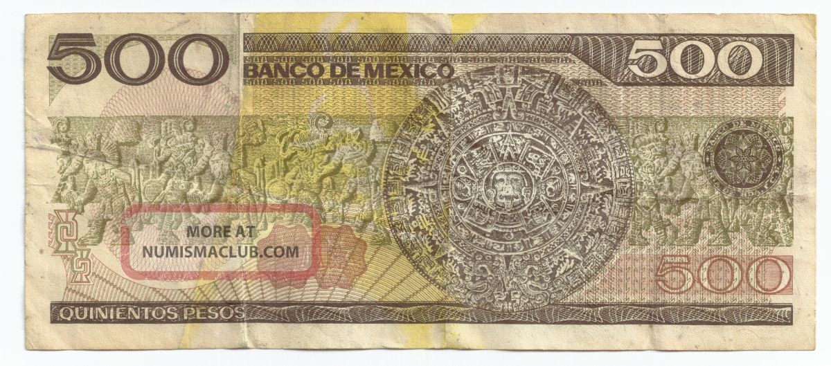1983 El Banco De Mexico 500 Quinientos Pesos Bank Note D 3 30 1983-el-banco-de-mexico-500-quinientos-pesos-bank-note-d-3-30