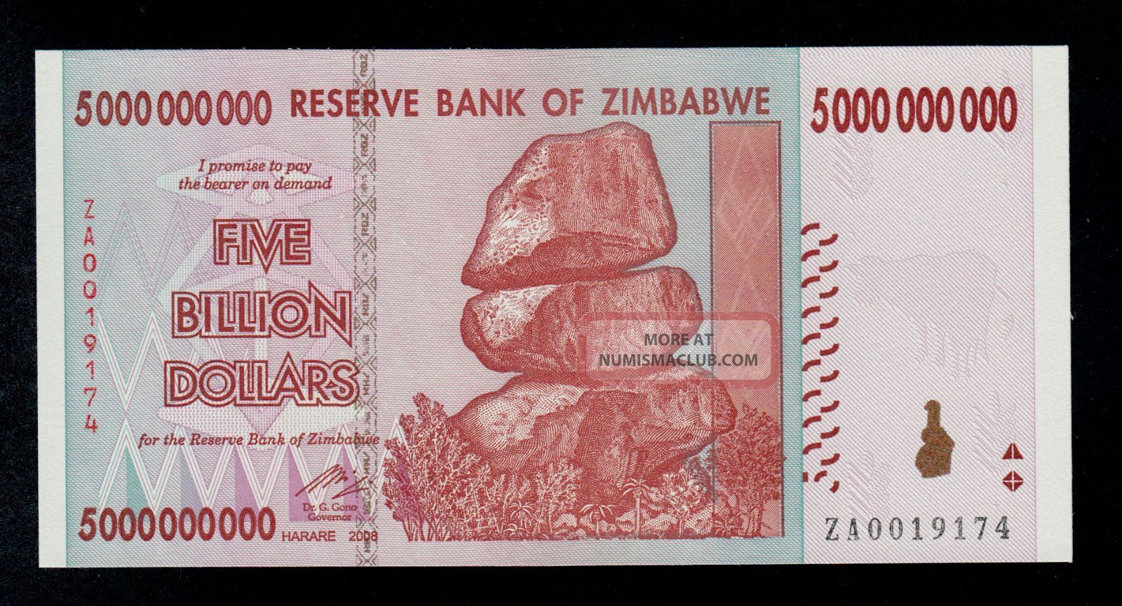 Zimbabwe Replacement 5 Billion Dollars 2008 Za Pick 84 Unc Zimbabwe Replacement 5 Billion Dollars 2008 Za Pick 84 Unc