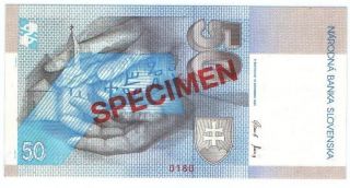 Slovakia 50 Korun Specimen Unc 2005 Serial No.  (k 00000000) Specimen No.  180. photo