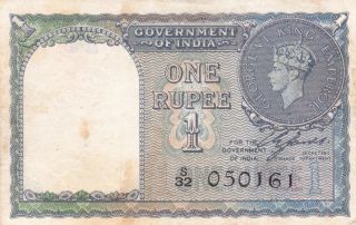 1940 Government Of India One Rupee Note photo
