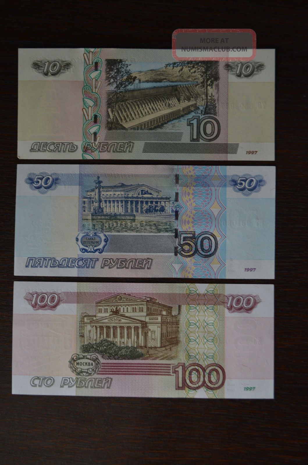 10 50 100 Rubles Russia Unc