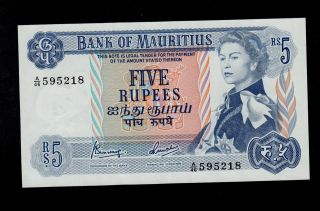 Mauritius 5 Rupees (1967) A/46 Pick 30c Unc -. photo