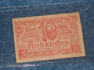 1921 Austria Notgeld 10 Aichkirchen Note B8358 photo
