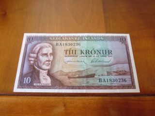 Iceland Banknote 10 Kronur L.  1961,  