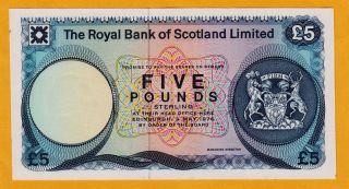 Scotland 5 Pounds 1976 Error Missing Serial Numbers And Signature Unc photo