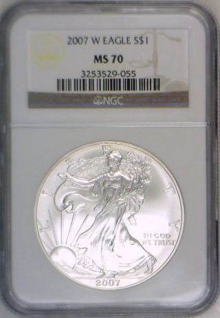 2007 - W $1 Silver American Eagle Ngc Ms - 70 photo