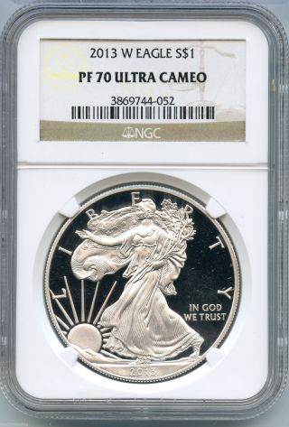 2013 - W Ngc Pf 70 Ultra Cameo American Eagle Silver Dollar 1 Oz - S1s Kr962 photo
