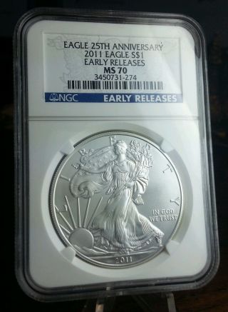 2011 Us Silver Eagle Ngc Ms 70 Early Releases photo