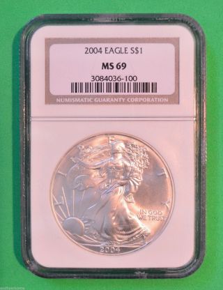 2004 American Silver Eagle - Ngc Slabbed Ms69 - 1oz.  999 Silver photo