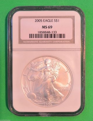 2005 American Silver Eagle - Ngc Slabbed Ms69 - 1oz.  999 Silver photo
