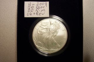 2008 Dd Errors Obverse/reverse W (burnished) Silver American Eagle (w/box &) photo