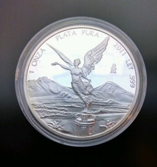 2011 Mexico Silver Libertad Proof.  1 Oz.  999 Fine Silver.  Rare And photo