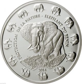 1000 Franc 2014 Benin Elephant 1oz.  999 Fine Silver - First In Series photo