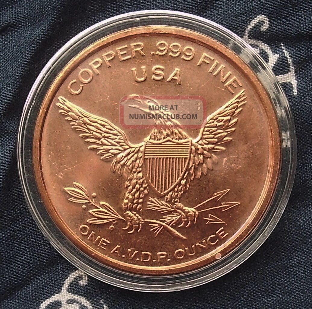 1 Oz U. S. A. American Copper Pandas Obverse Eagle Reverse Coin In Airtite