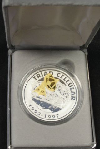 1997 Triad Cellular Commemorative 2 Oz.  999 Silver Bullion Gold Embossed Tcbk photo