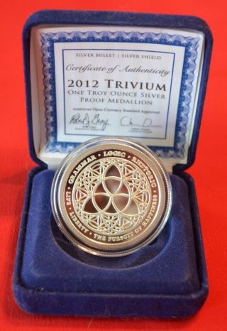 2012 Sbss Trivium Proof.  999 Silver Bullet Shield - 1 Troy Oz.  With : 1140 photo