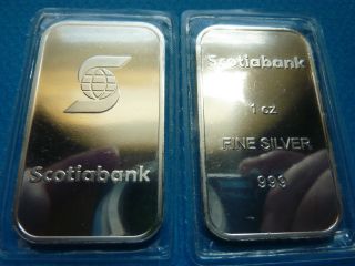 Scotiabank Silver Bar.  999% Pure Fine Silver 1 Troy Ounce (31.  103g) photo
