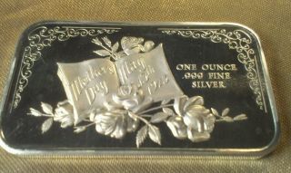 1973 Mothers Day 1 Ounce.  999 Fine Silver Bar photo
