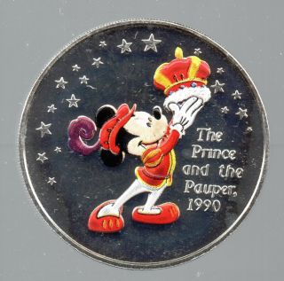 Disney Mickey 75th Anniversary The Prince Pauper 1 Oz.  999 Enamel Silver Coin photo