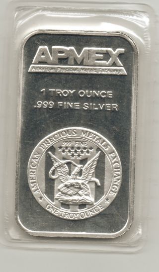 Apmex Traditional Silver Bar 1 Troy Oz.  999 Fine Silver Bar photo