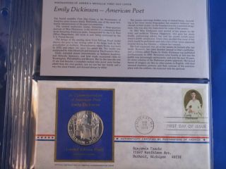 1971 Emily Dickinson American Poet Silver Fdc B4673 photo