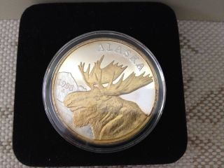 Alaska,  Official 1998 State Of Alaska Silver Medallion With 24k Gold Relief photo